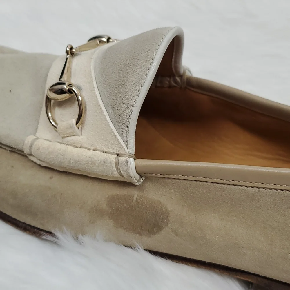 Gucci Horsebit Loafers Three tone solid suede beige slip on shoes men size 11